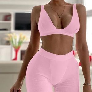 RIBBED TWO PIECE CROP TOP SET